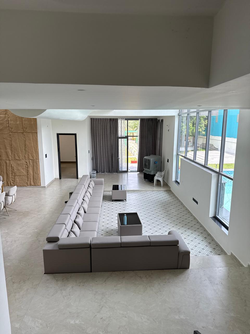 Modern farmhouse living area interior